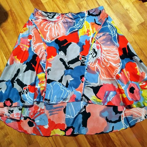 Vintage Y2K Armani Exchange Bright Floral Flowy Skirt - Picture 1 of 10